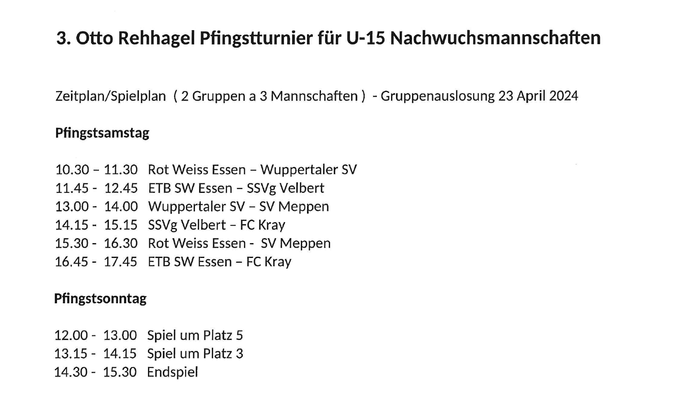 Otto-Rehhagel-Turnier startet Samstag mit WSV vs. RWE